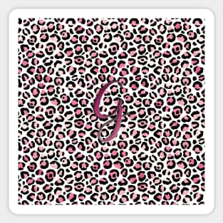 Letter G Monogram & Pink Leopard Print Sticker